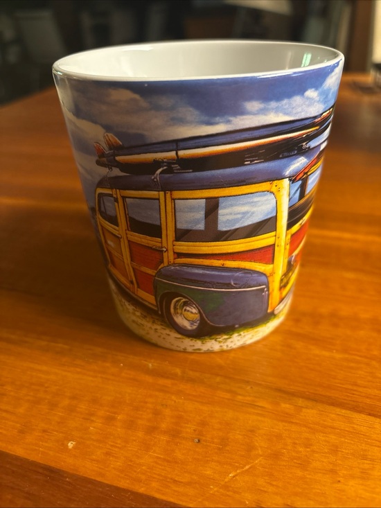 california station Other - California Scene Beach Woody Station wagon Surf Van Ceramic Mug